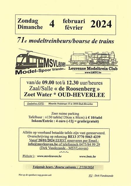Bourse de trains miniatures - ZOET-WATER (OUD-HEVERLEE)